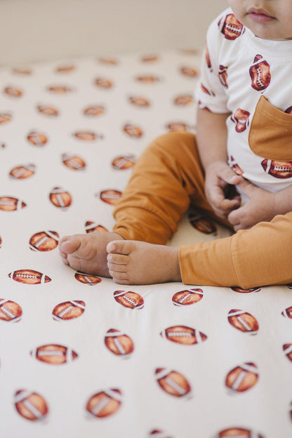 Football Print Bamboo Crib Sheet