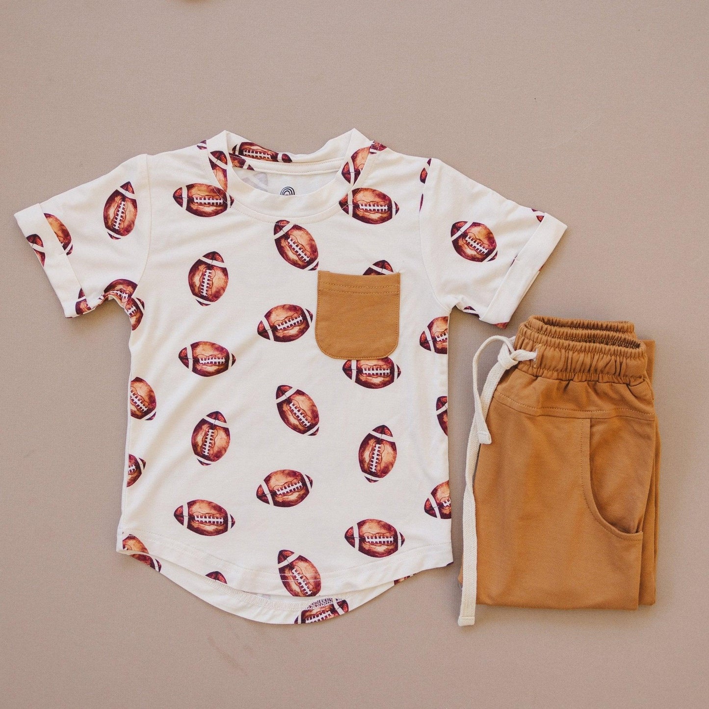 Football Print Bamboo Jogger Set - Ivory Soul