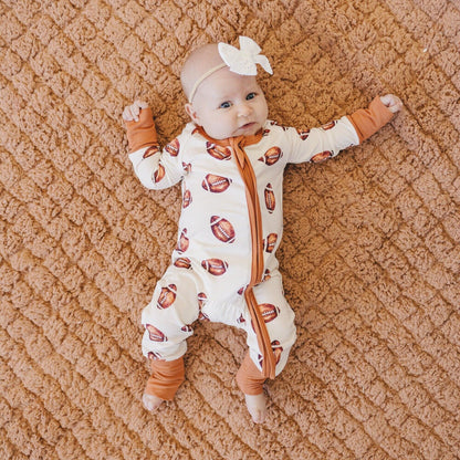 Football Print Bamboo Zippy Romper