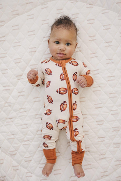 Football Print Bamboo Zippy Romper