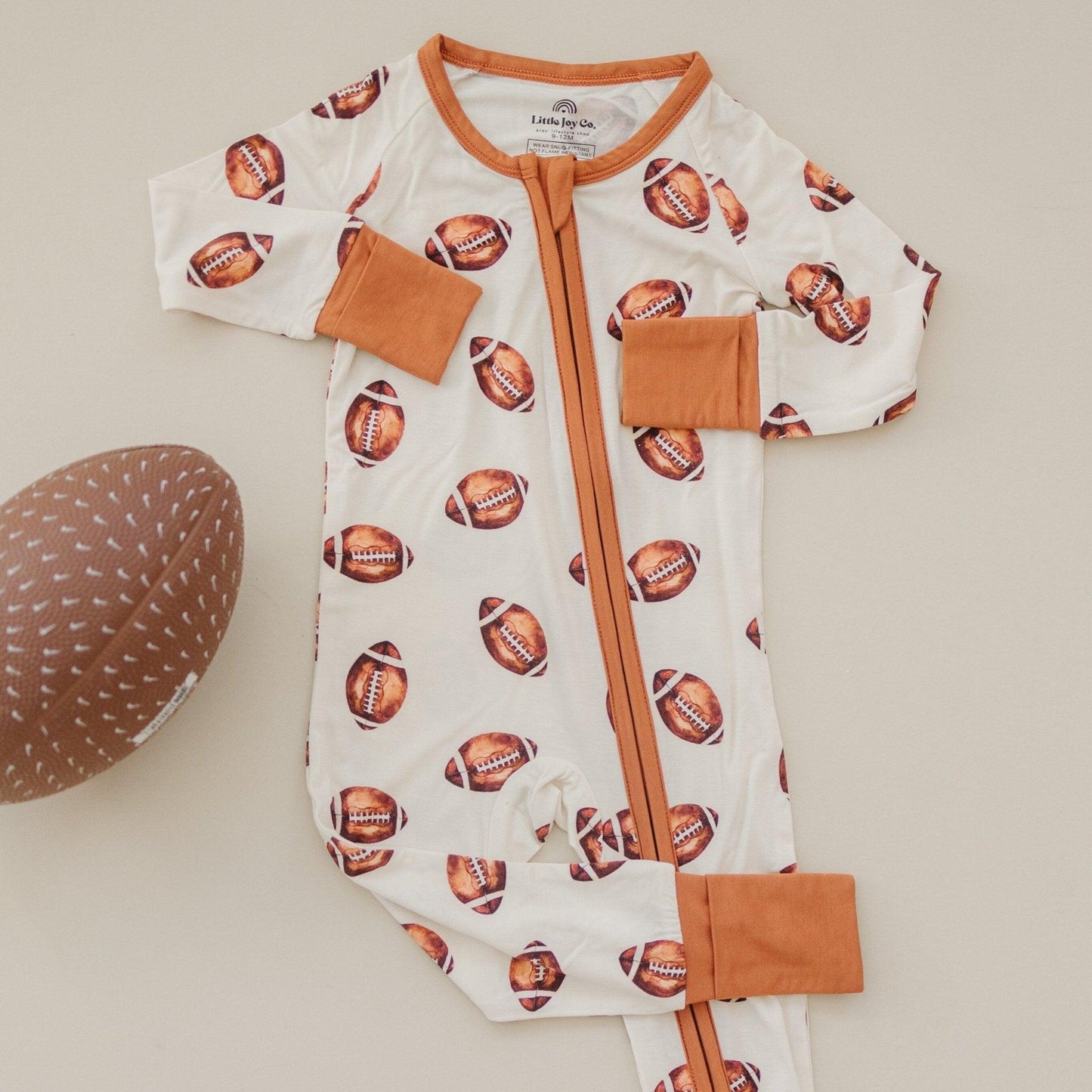 Football Print Bamboo Zippy Romper