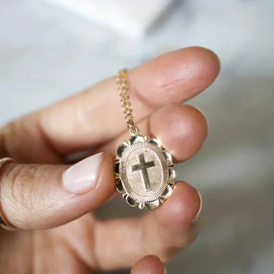 oval cross necklace