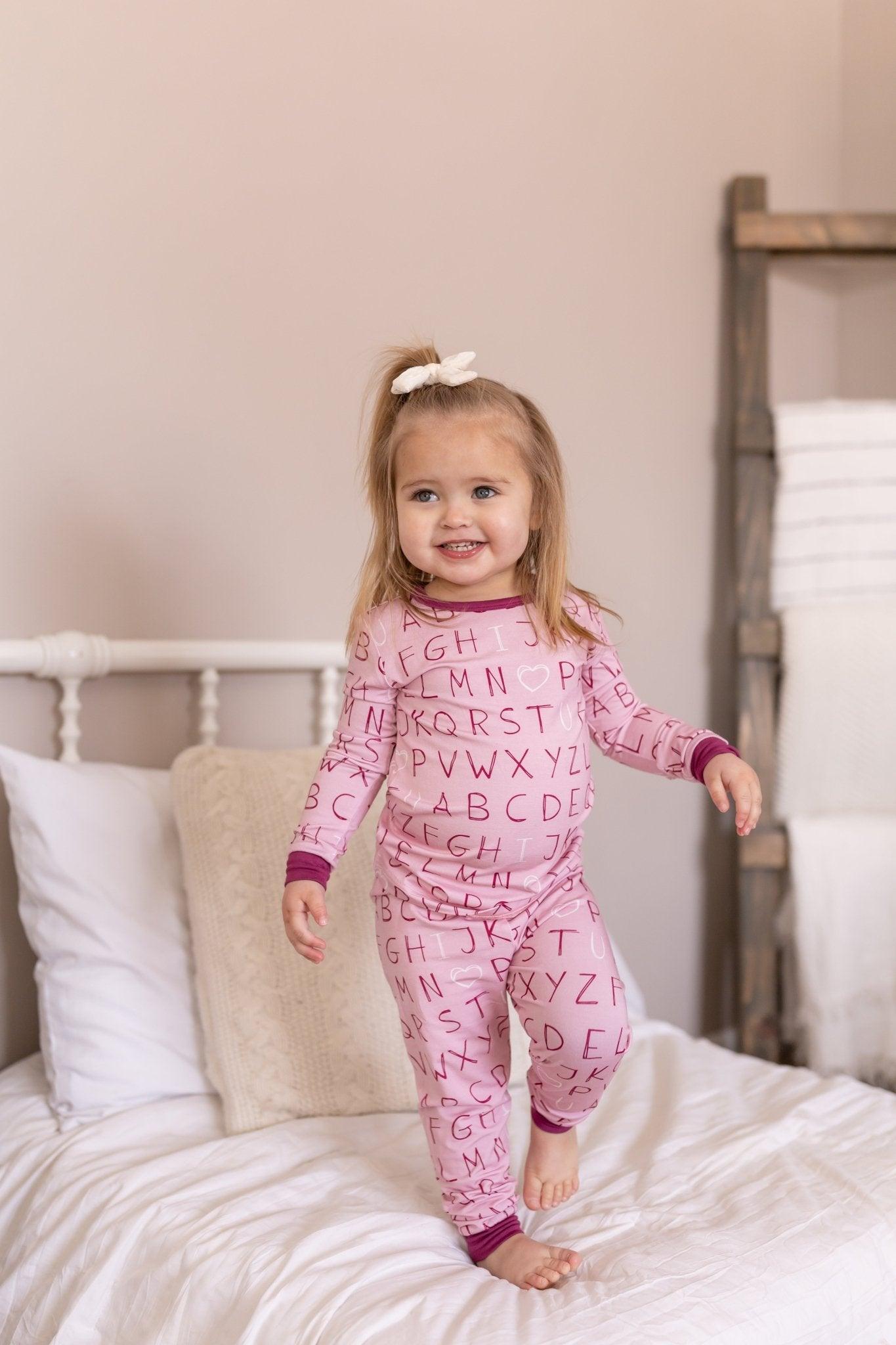 I <3 U ABC 2pc Bamboo Pajama Set - Berry