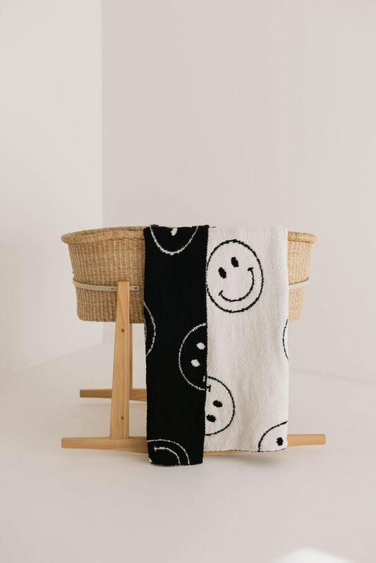 Plush Blanket | Just Smile Black & White - Ivory Soul