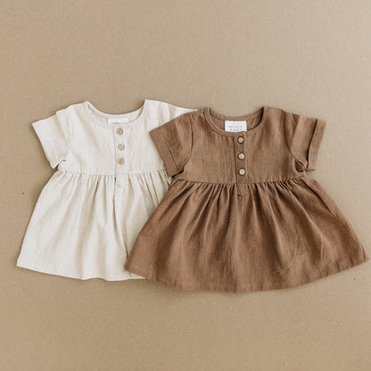 Camel Linen Cotton Dress