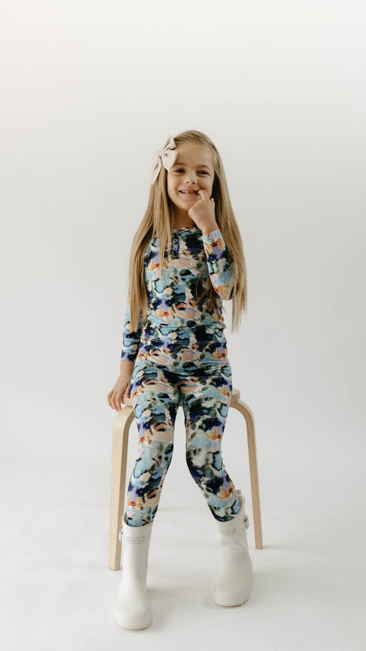 Bamboo Two Piece Pajamas | Charli Print - Ivory Soul