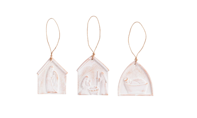 nativity lace ornaments