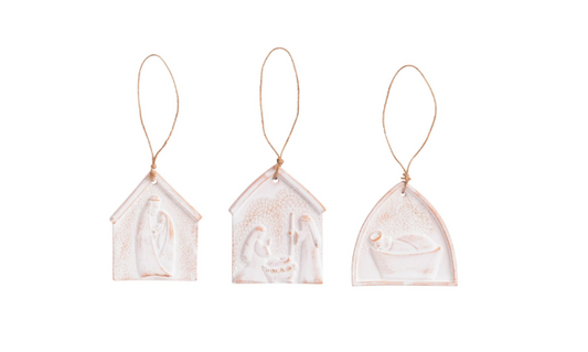 nativity lace ornaments
