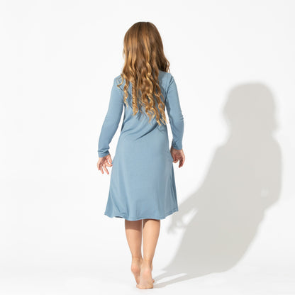 Oasis Teal Bamboo Girls' Long Sleeve Dress