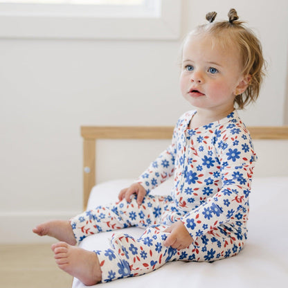 Red White & Blooms Bamboo Zippy Romper