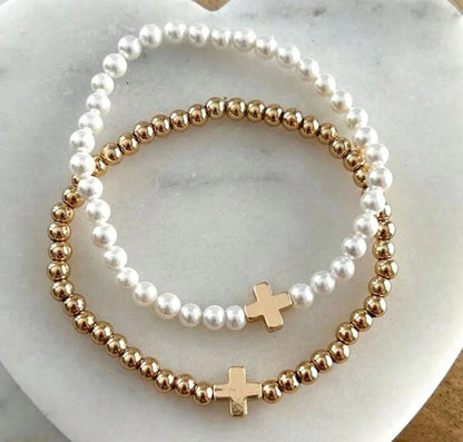 beaded cross stretch bracelet