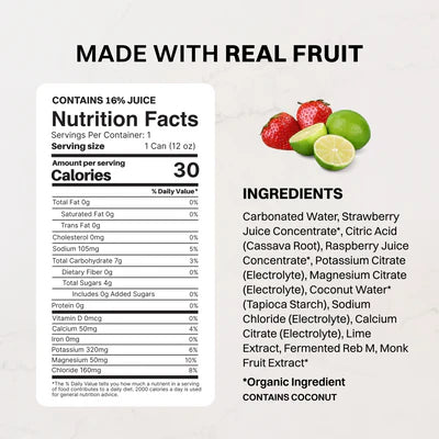 strawberry limeade sparkling electrolytes, 12 pack