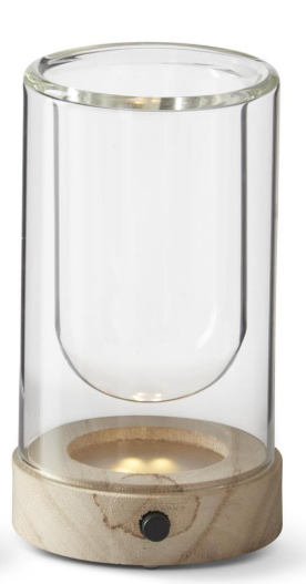 clear glass led cloche test tube vase w/ timer