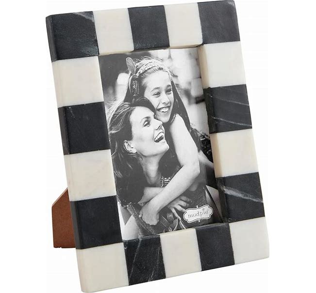 small black + white check frame