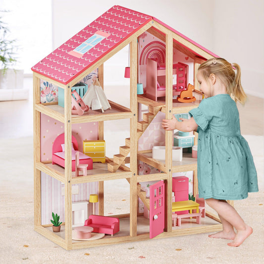 tiny land® love dollhouse with 30 furniture