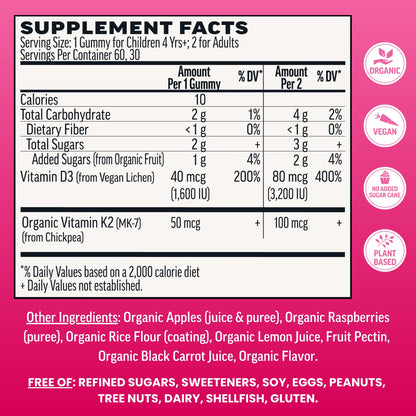 kids + adults vitamin d3 + k2 gummies