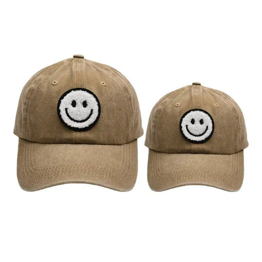smiley face matching kids + adults hats